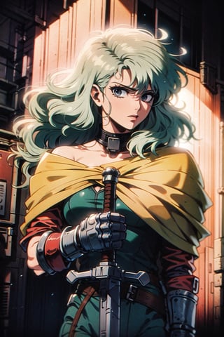 a woman with blue hair holding a sword, portrait ((green gray hair)) ((long wavy hair)) warrior suit , viking suit, knights of zodiac girl, berserk art style, griffith from berserk, from berserk, vincent di fate nausicaa, griffith, manara, knights of zodiac girl, tsutomu nihei art, berserk style, in berserk manga, 8 0 s anime art style, portrait of a female anime hero
