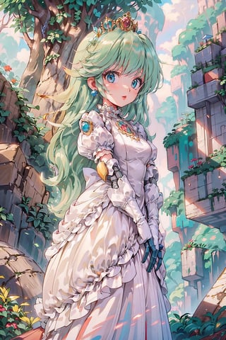 (green gray hair color) Create a whimsical artwork of a girl wearing a fortified suit that incorporates nature-inspired mechanical elements and delicate robot joints. Illustrate her in a magical forest setting, interacting harmoniously with robotic creatures while harnessing the suit's powers.,yorha no. 2 type b,PinchingPOV