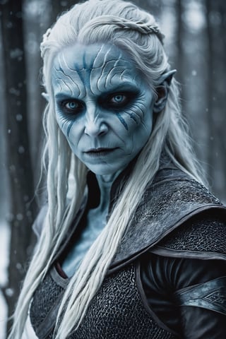 Nightsister White Walker fuses the mystical powers of Nightsisters from Star Wars with the icy menace of White Walkers from Game of Thrones. Cloaked in dark Nightsister attire, this hybrid wields both dark magic and the chilling touch of winter to strike fear into their enemies.