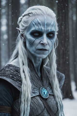 Nightsister White Walker fuses the mystical powers of Nightsisters from Star Wars with the icy menace of White Walkers from Game of Thrones. Cloaked in dark Nightsister attire, this hybrid wields both dark magic and the chilling touch of winter to strike fear into their enemies.