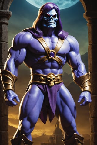 A mastermind of malevolence, Skeletor's muscular stature strikes fear into the hearts of his enemies. His bony countenance grins with wicked satisfaction as he schemes within the dark chambers of Castle Grayskull. Skeletor's malefic plans are backed by his mastery of dark arts, making him an enduring threat to the realms of good.