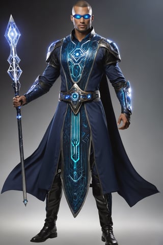 Techno Sorcerer, a physically imposing hero, combines the arcane arts with cybernetic enhancements. Adorned in a futuristic robe interwoven with circuits, Techno Sorcerer channels mystical energies through bionic enhancements, wielding a staff that merges magic and advanced technology to protect the futuristic realms.