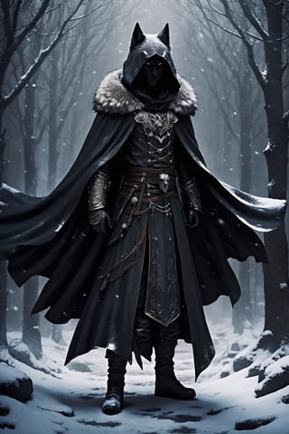 A figure appeared from a dimly lit alley wearing a black winter cape and a wolf's head hood. Their movements were graceful, and they radiated an aura of strength and danger. They seemed like a guardian of secrets, a sentinel of the night who had forged an unbreakable bond with the wild and untamed.