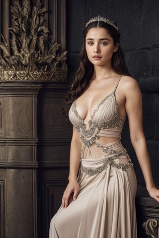 Full body, sexy, Hot model, detailed face, natural breasts, navel, clear face, Portrait,cinematic shot of game of thrones, game of thrones dress,royal palace 