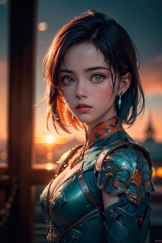 (masterpiece), (extremely intricate:1.3), (realistic), portrait of a girl, the most beautiful in the world, (medieval armor), metal reflections, upper body, outdoors, intense sunlight, far away castle, professional photograph of a stunning woman detailed, sharp focus, dramatic, award winning, cinematic lighting, , volumetrics dtx, (film grain, blurry background, blurry foreground, bokeh, depth of field, sunset, motion blur:1.3), chainmail,exposure blend, medium shot, bokeh, (hdr:1.4), high contrast, (cinematic, teal and orange:1.4), (muted colors, dim colors, soothing tones:1.3), low saturation,