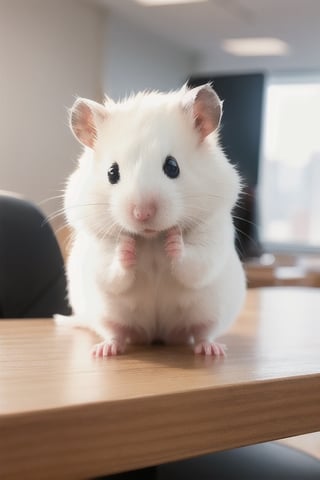 sitting in office wearing shirt, no human,White Hamster,cutie,Detail,white wings,white 