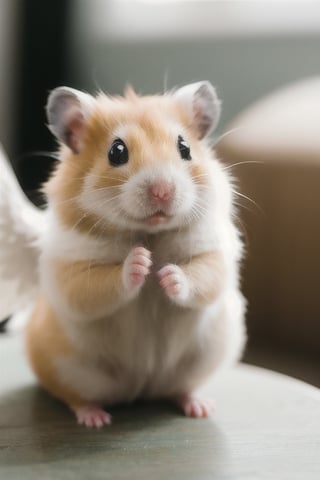 hamster wearing T shirt, no human,White Hamster,cutie,Detail,white wings,white 