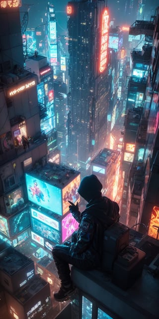 Gazing out at a cityscape bathed in the neon glow of holographic advertisements, a lone hacker sits perched on a rooftop. Her fingers dance across a holographic keyboard, her expression a mix of defiance and exhilaration as she cracks into the city's intricate digital infrastructure. In the shadows, she fights for freedom and justice in a world increasingly controlled by technology.
