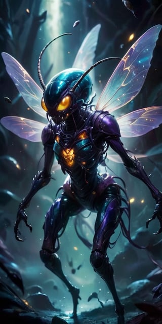 The Voidfiend Swarm A swarm of small, insect-like creatures skitters across the void. Their bodies are translucent, revealing pulsating organs within. Each creature has multiple sets of mandibles that click incessantly, emitting a chilling sound that reverberates through the vacuum of space.
