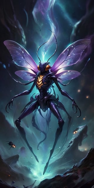 The Voidfiend Swarm A swarm of small, insect-like creatures skitters across the void. Their bodies are translucent, revealing pulsating organs within. Each creature has multiple sets of mandibles that click incessantly, emitting a chilling sound that reverberates through the vacuum of space.
