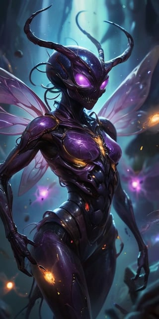 The Voidfiend Swarm A swarm of small, insect-like creatures skitters across the void. Their bodies are translucent, revealing pulsating organs within. Each creature has multiple sets of mandibles that click incessantly, emitting a chilling sound that reverberates through the vacuum of space.
