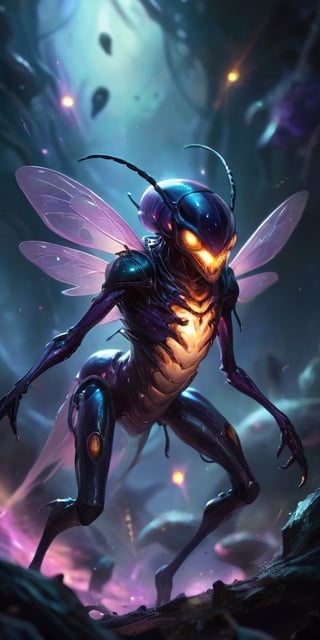 The Voidfiend Swarm A swarm of small, insect-like creatures skitters across the void. Their bodies are translucent, revealing pulsating organs within. Each creature has multiple sets of mandibles that click incessantly, emitting a chilling sound that reverberates through the vacuum of space.
