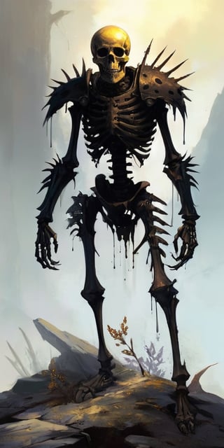 The Necrotic Marauder A skeletal figure clad in tattered armor, its bones are yellowed and brittle, and its weapon is a rusted blade that drips with a foul, black ichor.
, 