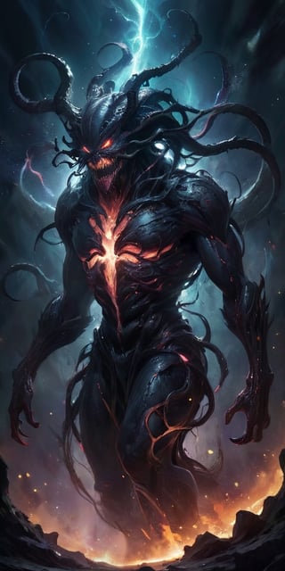 The Interdimensional Devourer From a rift between realities, a nightmarish being steps through. Its form is a twisted amalgamation of flesh and machinery, with tendrils of energy crackling around it. It emits a low, menacing hum that resonates with the very fabric of spacetime.
