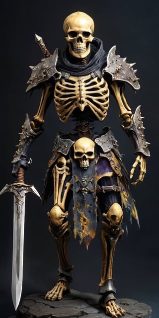 The Necrotic Marauder A skeletal figure clad in tattered armor, its bones are yellowed and brittle, and its weapon is a rusted blade that drips with a foul, black ichor.
, 