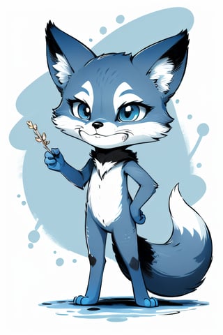 (masterpiece:1.5), (best quality:1.5), whimsical adorable anthropomorphic blue 
fox, inksketch
