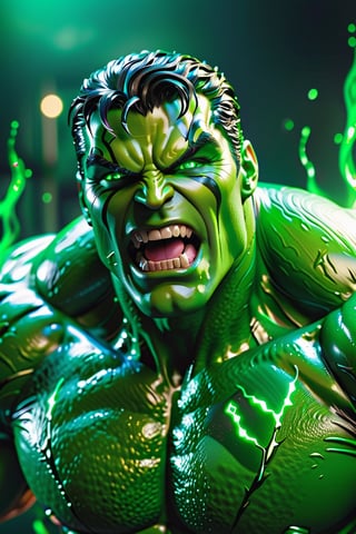 Realistic Incredible  hulck with green Evil Light eyes and lighting green thunder Dc, scary, Classic Academia, Flexography, ultra wide-angle, Game engine rendering, Grainy, Collage, analogous colors, Meatcore, infrared lighting, Super detailed, photorealistic, food photography, Cycles render, 4k,  laugh, Leonardo style ,cinematic  moviemaker style, armed,hyper realistic