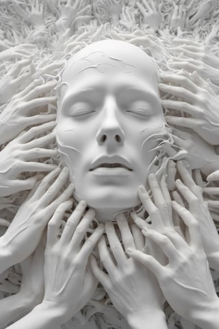 (masterpiece, best quality, high resolution), white hands emerging from a singularity, sleeping white face, many hands, vortex, intricate detail, 8k, hdr