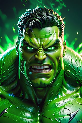 Realistic Incredible  hulck with green Evil Light eyes and lighting green thunder Dc, scary, Classic Academia, Flexography, ultra wide-angle, Game engine rendering, Grainy, Collage, analogous colors, Meatcore, infrared lighting, Super detailed, photorealistic, food photography, Cycles render, 4k,  laugh, Leonardo style ,cinematic  moviemaker style, armed 