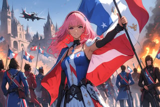 cenital plane, flag of Francia perfect and detail, person with the flag of Francia in the background, epic,
,SakayanagiArisu,Expressiveh,noelle francesca