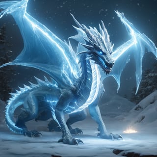 realistic, Ice Dragon, desolate, intricately detailed, artistic lightning, particles, beautiful, amazing, highly detailed, digital art, sharp focus, trending on art station,Read description,3d style,arcane,rcz1,greg rutkowski,lty