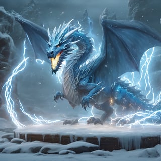 realistic, Ice Dragon, desolate, intricately detailed, artistic lightning, particles, beautiful, amazing, highly detailed, digital art, sharp focus, trending on art station,Read description,3d style,arcane,rcz1,greg rutkowski,lty