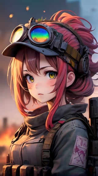 anime,beautiful and aesthetic,highdetailed,1girl, upper body,extreme detailed,post apocalyptic,colorful,high_res