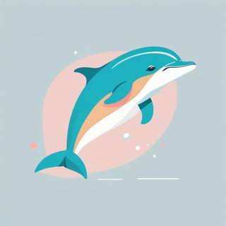 Colorful, flat vector, white background, minimalist, a dolphine, pastel-color, creative