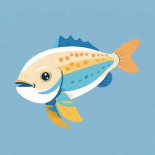 Colorful, flat vector, white background, minimalist, a coelacath, pastel-color, creative