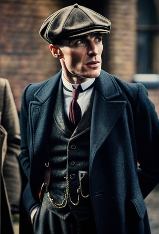 color photo of Thomas Shelby, the charismatic and ruthless leader of the Peaky Blinders 