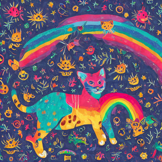 masterpiece, best quality, jaguar, feline, rainbow color, cute, line art ,fancy ring, it's an animal shape