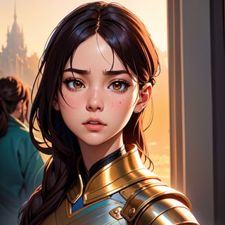 iu1, serious look, modelshoot style, (extremely detailed CG unity 8k wallpaper), full shot body photo of the most beautiful artwork in the world, medieval armor, professional majestic oil painting by Ed Blinkey, Atey Ghailan, Studio Ghibli, by Jeremy Mann, Greg Manchess, Antonio Moro, trending on ArtStation, trending on CGSociety, Intricate, High Detail, Sharp focus, dramatic, photorealistic painting art by midjourney and greg rutkowski, beautify face,