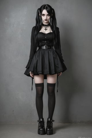 goth girl, fullbody, grey theme, txznf,