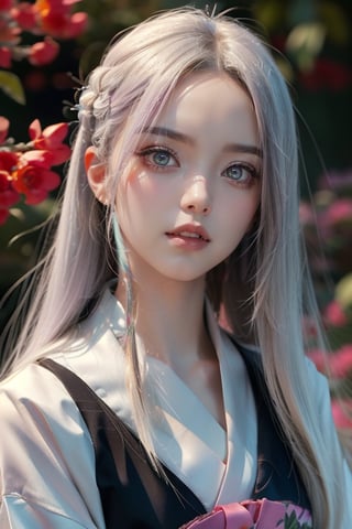  jinx in league of legends 
background flower background  stars background Masterpiece sky, universe angle, upper body,and lower body (brighteyes:1.2)photo of beautiful age 18 girl, pastel hair, freckles sexy, beautiful, close up, young, dslr, 8k, 4k, ultrarealistic, realistic, natural skin, textured skinolo girl holding detail floral print umberalla wearing detail japanese kimono cherry blosom tree detail hair kind face, looks at the viewer, (masterpiece), (best quality), (ultra-high quality), (8k resolution), (over-detailed), (ray tracing), erte 12k, high definition, cinematic, neoprene,, portrait featured on unsplash, stylized digital art, smooth, ultra high definition, 8k, unreal engine 5, ultra sharp focus, intricate artwork masterpiece, ominous, epic, TanvirTamim, trending on artstation, by artgerm, h. r. giger and beksinski, highly detailed, vibranta close up of a woman with white hair and a white mask, beautiful character painting, guweiz, artwork in the style of guweiz, white haired deity, by Yang J, epic exquisite character art, stunning character art, by Fan Qi, by Wuzhun Shifan, guweiz on pixiv artstation,kristinapimenova