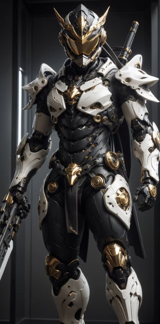 a ultimate ninja wearing advanced Nanosuit exoskeleton, advanced CryFibril, high tech techware design elements, (((white and black Sci Fi high tech techware helmet like genji overwatch))), high tech short horn, (((white and black hard porcelien plating))), in the style of mamoru nagano + noriyoshi ohrai + frank frazetta, standing, shiver, rule of third, studio lighting, ultra detailed, ultra realistic, dramatic, sharp focus, HDR, remarkable color, intricate detailed, 
,bl1ndm5k,Nanosuit exoskeleton