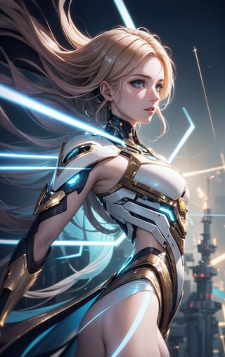 (Cyberpunk, official art), novel illustration, (best quality, masterpiece:1.2), (extremely intricate detail), extremely delicate and beautiful,
(Biotechnology and aesthetic:1.2), (cute, pretty, pale skin), dynamic pose, dynamic angle,
glowing effect, ethereal glow, electricity, light particles floating, golden and bronze tech, ambient lighting, abstract background, electric creature, vibrant auras, arcane energies, shiny skin,
