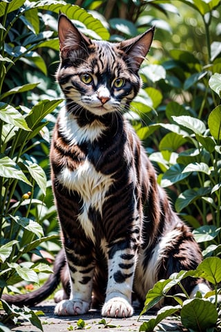 a beautiful, detailed cat sitting in a lush garden, sunlight filtering through the leaves, realistic fur texture, warm lighting, highly detailed, 8k, photorealistic, masterpiece, portrait