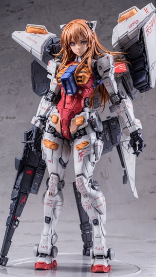 ((High resolution)),((high detailed)),cowboy shot, photorealistic, masterpiece, official art, crimson red and white background,raw photo, best quality, 1girl, character focus, 17 years old, ginger hair, long hair, two buns, resemble Asuka Langley, mecha, mechanical girl, red black exosuit, neon genesis evangalion, mechanical pilot suit, beautiful eyes, (delicate face), perfect detail, perfect feet, cinematic lighting, dark studio, ((hyper detailed face)),((hyper detailed eyes)),(((exposed thighs)))