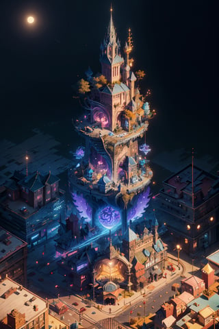 small city, city of dragons, from above view, fantasy world, 3d render, magic tower, day light, sunshine, day, small shops, magical beasts, few people in the streets, vally, backgound detail