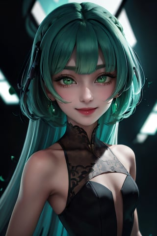((masterpiece, best quality)), absurdres, facesakimigirl, pretty face, Isabella_AFK, grey skin, green eyes, small breasts, smiling, cinematic composition, dynamic pose   