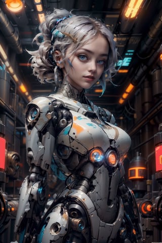 cgmech, beautiful eyes, upper body, underboob,  portrait, robot, armor, Hatsune Miku, neon light, 8K, RAW, best quality, masterpiece, ultra high res, colorful, (medium wide shot), (dynamic perspective), sharp focus , (depth of field, bokeh:1.3), extremely detailed eyes and face, beautiful detailed eyes,large breasts,(black gold, trimmed gear:1.2),(In a futuristic weapons factory:1.2), ((masterpiece, best quality)),  Detailed background, spaceship interior  ,,cyberpunk robot,mecha 🤖