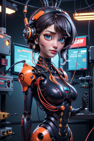 (((Perfect Face)))((Full shot)), (((masterpiece))), (((best quality))), ((ultra-detailed)), (highly detailed CG illustration), ((an extremely delicate and beautiful)), cinematic volumetric light,((1mechanical girl)),solo,((hanging by wires and tubes)), (machine made joints:1.2),((machanical limbs)),(blood vessels connected to tubes),(mechanical vertebra attaching to back),((mechanical cervial attaching to neck)), expressionless, (wires and cables attaching to neck:1.2),(wires and cables on head:1.2),(character focus),science fiction, extreme detailed, colorful,cyberpunk robot,perfecteyes,mecha,