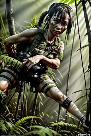 Award winning photo realistic high definition best quality 8k vietnamese ejerciti ready for an ambush hiding in the jungle