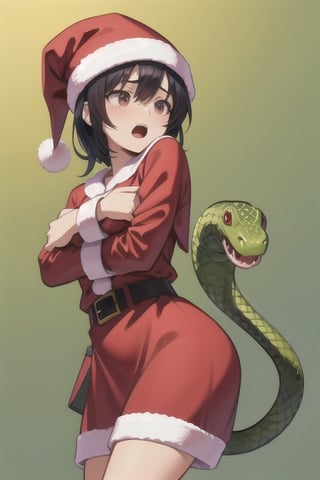 Santa scared of (snake), detailed snake,,<lora:659111690174031528:1.0>