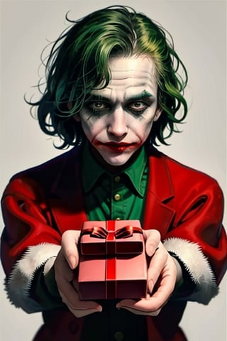 the Joker as a Santa Claus with gift box

,,<lora:659111690174031528:1.0>