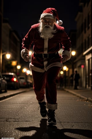 Santa Running, full body shot,Masterpiece,<lora:659111690174031528:1.0>