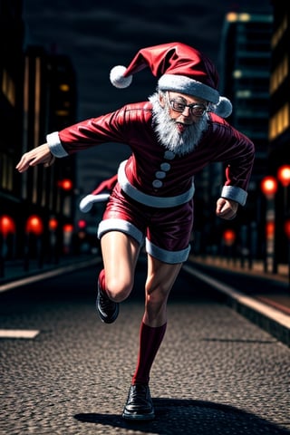 Santa Running, full body shot,,<lora:659111690174031528:1.0>