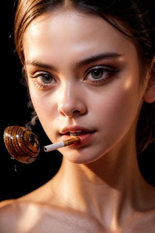 (Best Quality:1.4), (Ultra-detailed), (extremely detailed beautiful face), (extremely detailed CG unified 8k wallpaper), High-definition raw color photos, Professional Photography, A pillbug girl elegantly smokes a cigarette