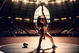 (Best Quality:1.4), (Ultra-detailed), (extremely detailed beautiful face), (extremely detailed CG unified 8k wallpaper), High-definition raw color photos, Professional Photography, Girls doing rhythmic gymnastics with a ball,
dynamic cute pose. full body, Stadium