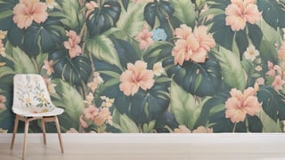 (Floral wallpaper, exotic tropical design illustration, colorful, vibrant design, crisp:1.5), (Best Quality:1.4), (Ultra-detailed), (extremely detailed beautiful face), (extremely detailed CG unified 8k wallpaper), High-definition raw color photos, Professional Photography, 